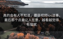 真的会有人不知道，蘑菇视频ios这事，最后那个点最让人在意，越看越觉得有猫腻