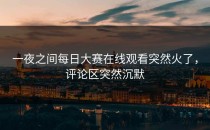 一夜之间<strong>每日大赛在线观看</strong>突然火了，评论区突然沉默