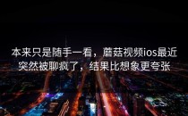 本来只是随手一看，蘑菇视频ios最近突然被聊疯了，结果比想象更夸张