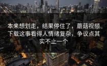 本来想划走，结果停住了，蘑菇视频下载这事看得人情绪复杂，争议点其实不止一个