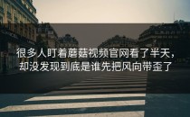 很多人盯着蘑菇视频官网看了半天，却没发现到底是谁先把风向带歪了