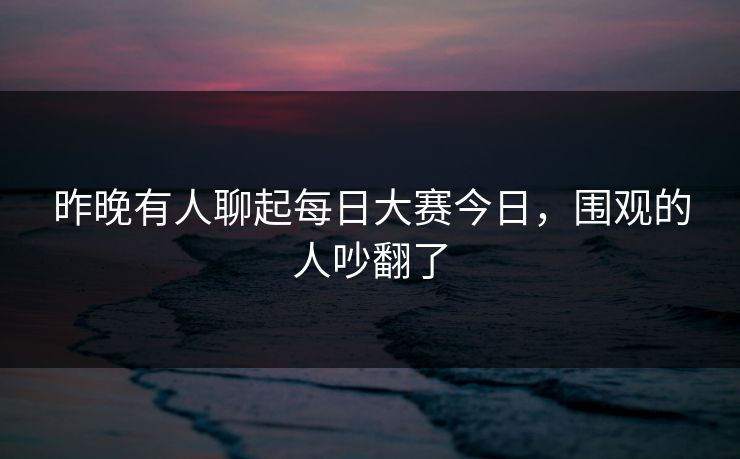 昨晚有人聊起每日大赛今日，围观的人吵翻了  第1张