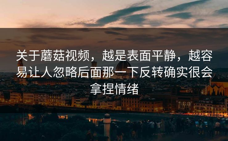 关于蘑菇视频，越是表面平静，越容易让人忽略后面那一下反转确实很会拿捏情绪