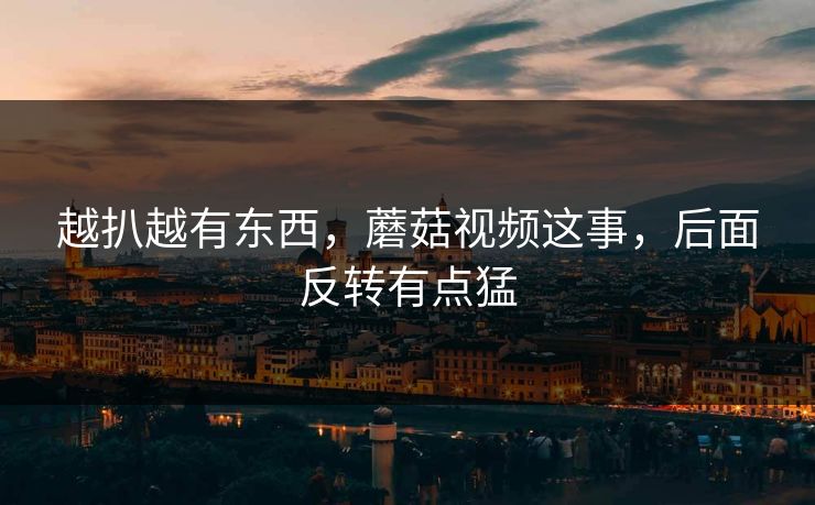 越扒越有东西，蘑菇视频这事，后面反转有点猛