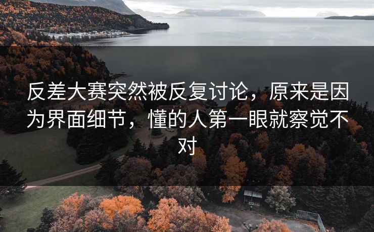 反差大赛突然被反复讨论，原来是因为界面细节，懂的人第一眼就察觉不对