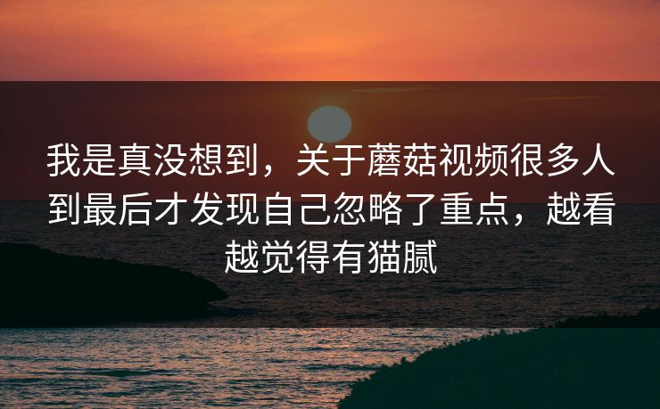 我是真没想到,关于蘑菇视频很多人到最后才发现自己忽略了重点,越看越觉得有猫腻 第1张 我是真没想到,关于蘑菇视频很多人到最后才发现自己忽略了重点,越看越觉得有猫腻 第1张