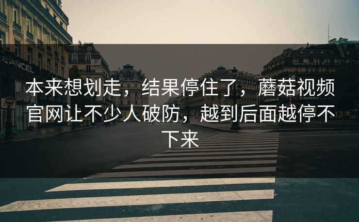 本来想划走，结果停住了，蘑菇视频官网让不少人破防，越到后面越停不下来  第1张